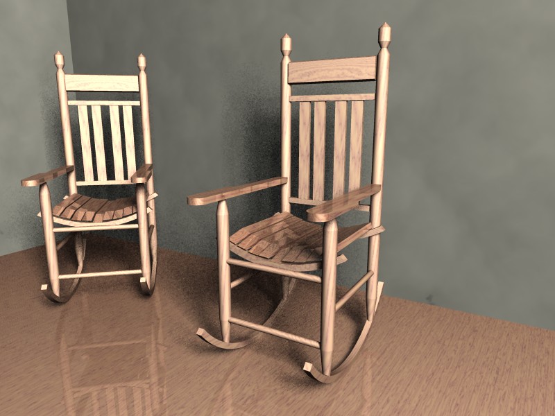 Two rocking chairs (modelled after one sitting in the living room).
<br/>